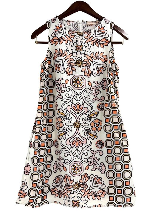 Tory Burch Dresses & Skirts - Tory Burch Hicks Garden Party Mini Shift Dress Floral Linen Blend Womens XS